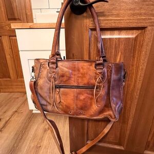 Bed Stu Rockababy Crossbody purse in cafe latte tie dye. Leather.